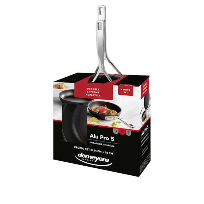 Alu Pro 5 Ti-X, Sett med stekepanner Ø - 24 cm & 28 cm