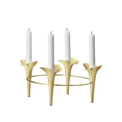 Bloom Botanica Taper Candleholder, 4 Candles, Gold