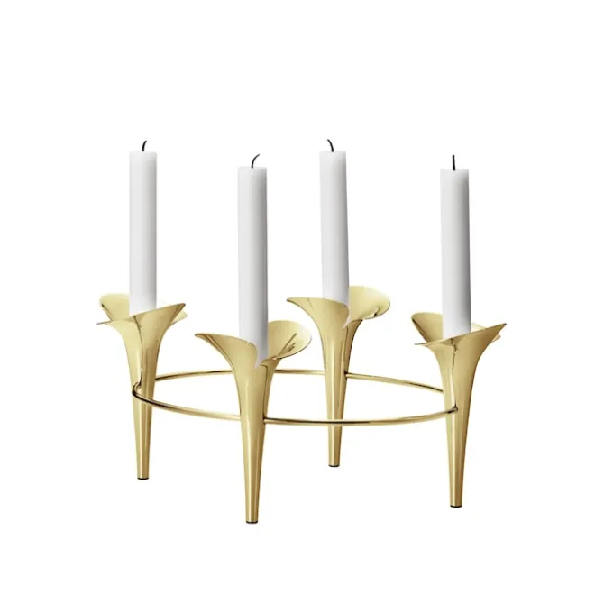 Bloom Botanica Taper Candleholder, 4 Candles, Gold