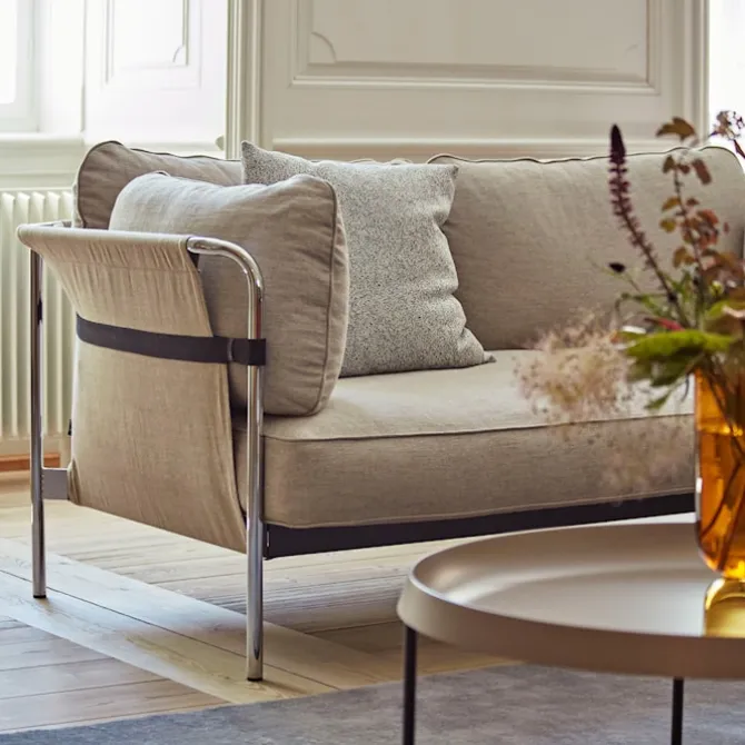 Can 3-seters sofa Chrome/Natural