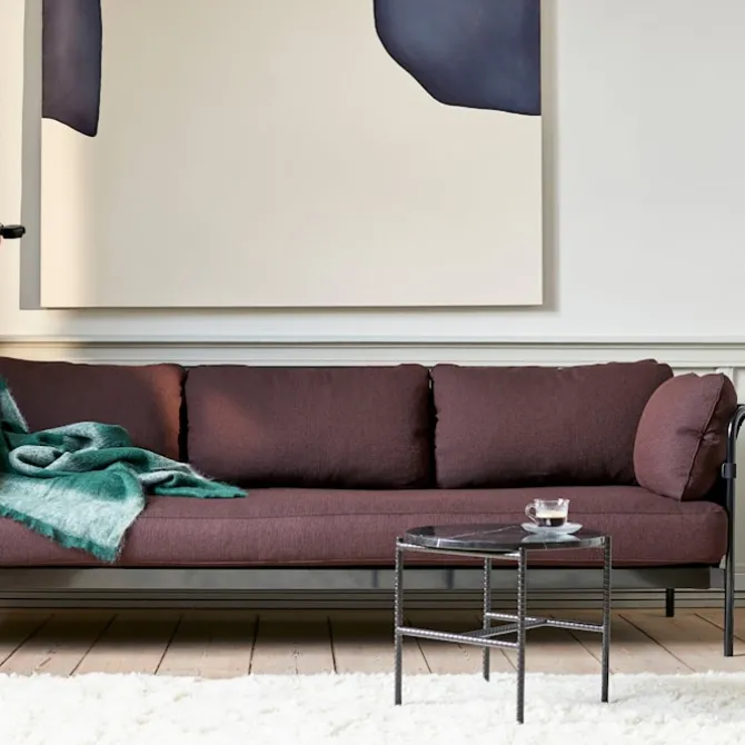 Can 3-seters sofa Chrome/Natural
