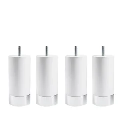 Cylinder Sängben Vit med Alu. 4-pack