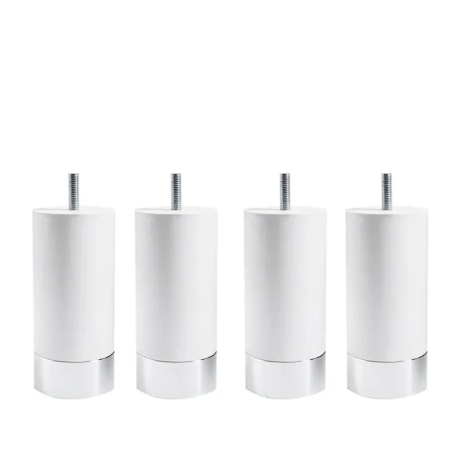 Cylinder Sängben Vit med Alu. 4-pack