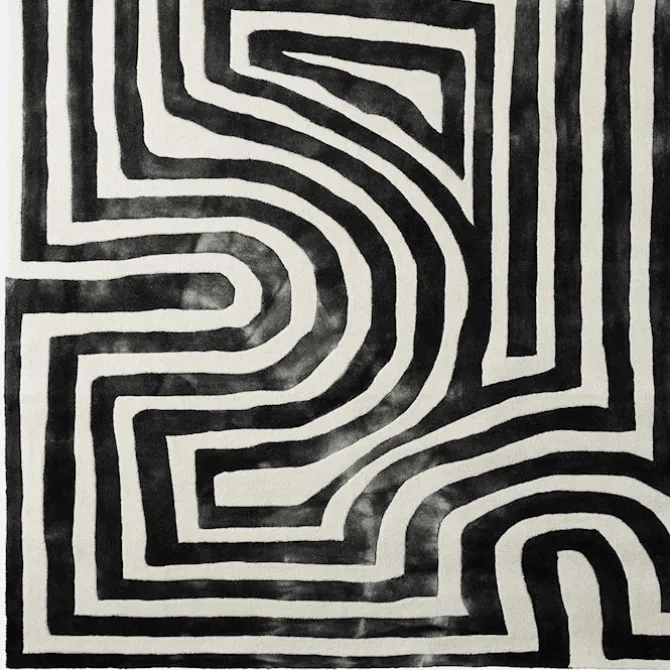 DD Psychedelic Labyrinth Rug Charcoal