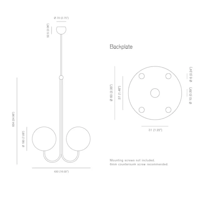 Double Angle Pendant Satin Brass