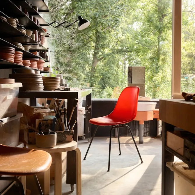 Eames Fiberglass Chair DSX stol Chrome