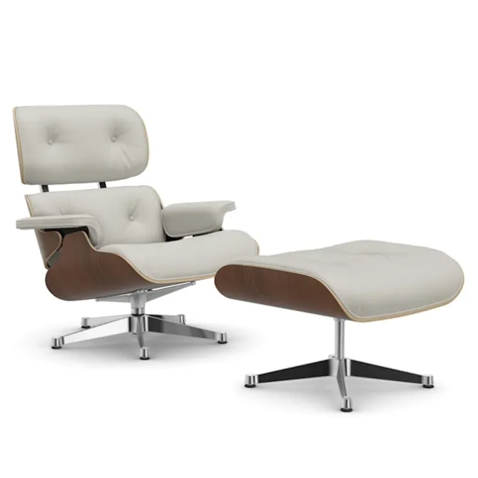 Eames Lounge Chair & Ottoman svartbeiset valnøttpolert base