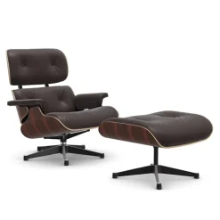 Eames Lounge Chair & Ottoman Santos Palisander svart/polert base