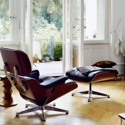 Eames Lounge Chair & Ottoman Santos Palisander svart/polert base