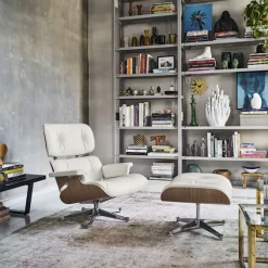 Eames Lounge Chair & Ottoman Santos Palisander svart/polert base