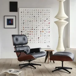 Eames Lounge Chair & Ottoman Santos Palisander svart/polert base