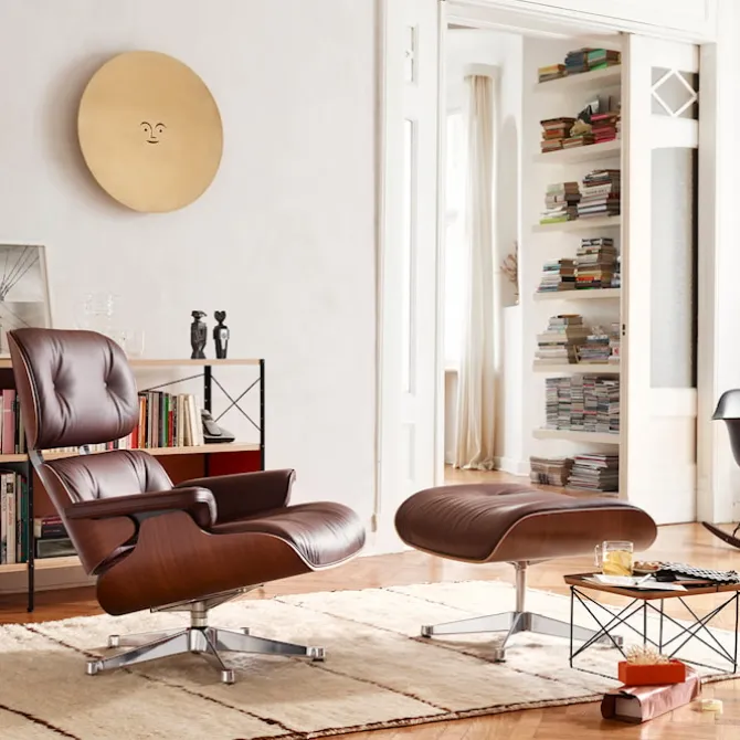 Eames Lounge Chair & Ottoman Santos Palisander Polert Base