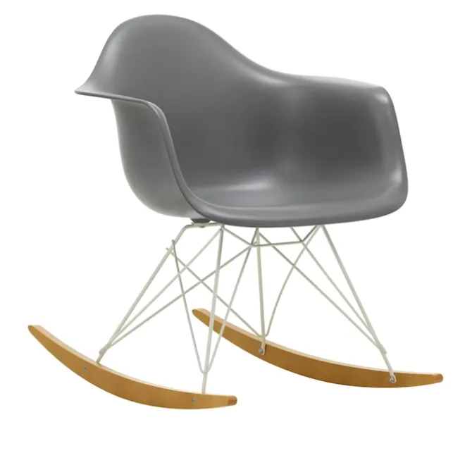 Eames RE Plastic Armchair RAR gyngestol White/Golden Maple