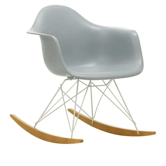 Eames RE Plastic Armchair RAR gyngestol White/Golden Maple