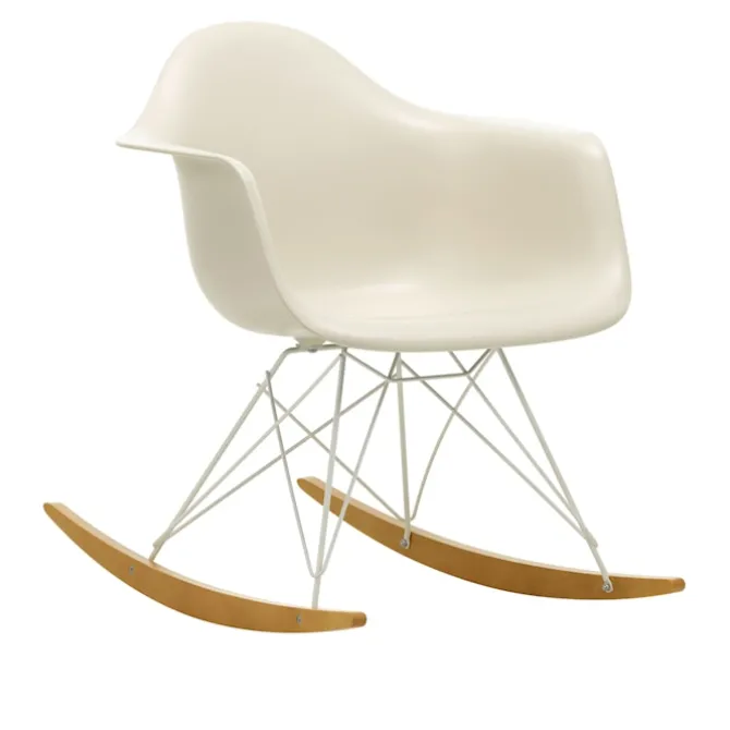 Eames RE Plastic Armchair RAR gyngestol White/Golden Maple