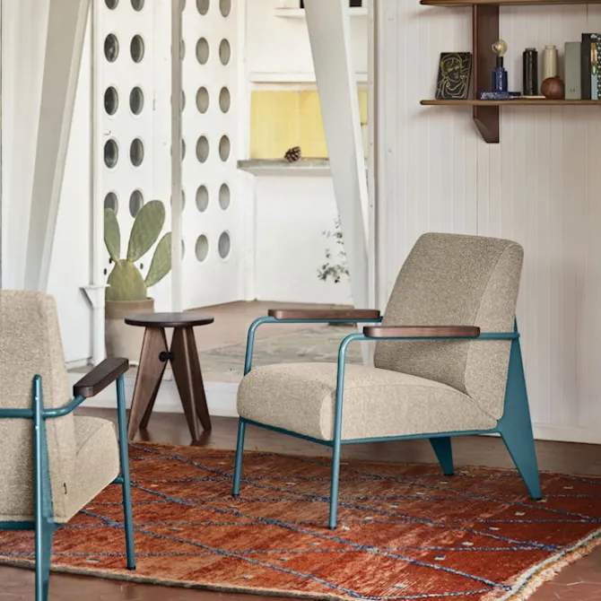 Fauteuil de Salon lenestol Prouvé Bleu Marcoule