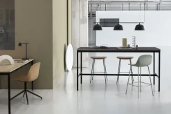 Fiber Bar Stool with Backrest - Tube Base