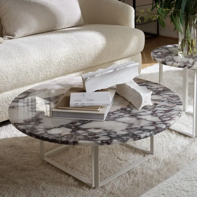 Florence Coffee Table Ø90 / White Viola Marble