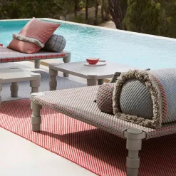 Garden Layers Big Cushion - Diagonal Almond/Red