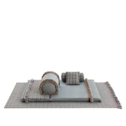 Garden Layers Rug - Checks Blue