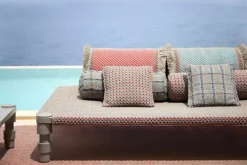 Garden Layers Small Cushion - Checks Blue