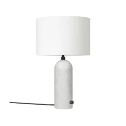 Gravity bordlampe liten hvit marmor