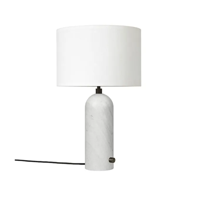 Gravity bordlampe liten hvit marmor