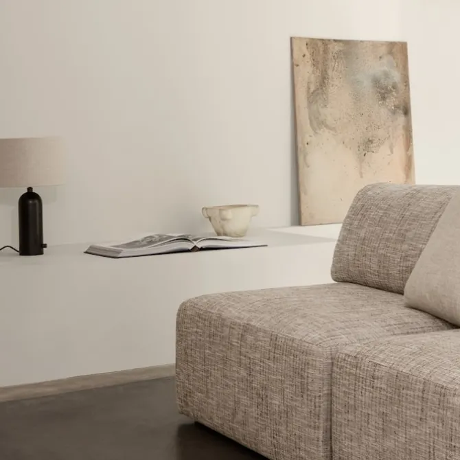 Gravity bordlampe liten hvit marmor