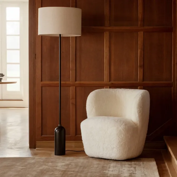Gravity gulvlampe hvit marmor