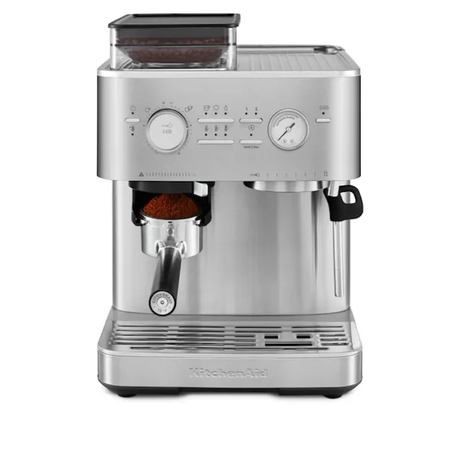 Halvautomatisk espressomaskin med kvern i rustfritt stål 5KES6551ESX