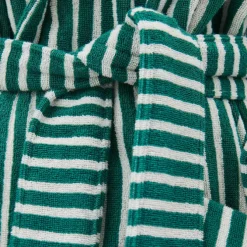 Hooded Bathrobe Teal Green Stripes