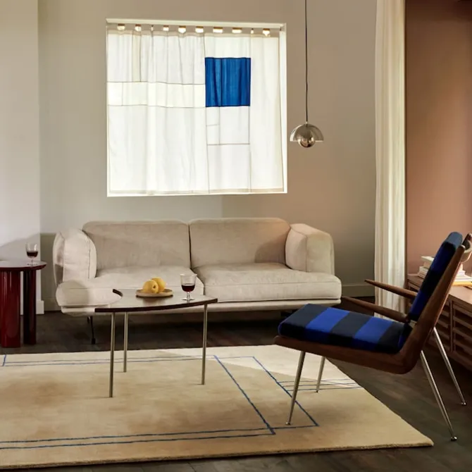 Inland AV22 2-seters sofa polert aluminium ben