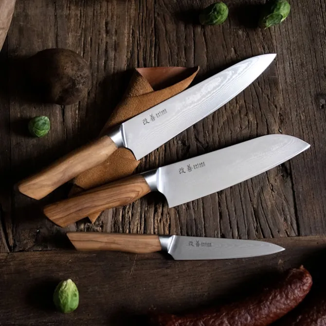 Kaizen Knivsett 3 stk - Gyuto, Santoku & Petty