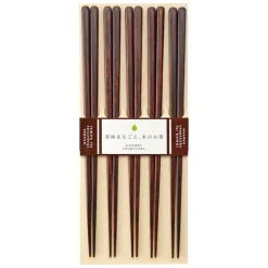 Kawai Plain Wood Chopsticks Brown - Set of 5