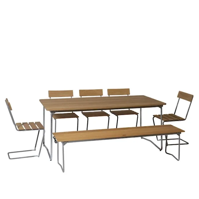 Klassisk serie spisegruppe B31 bord, benk 9 og 5 stoler 1