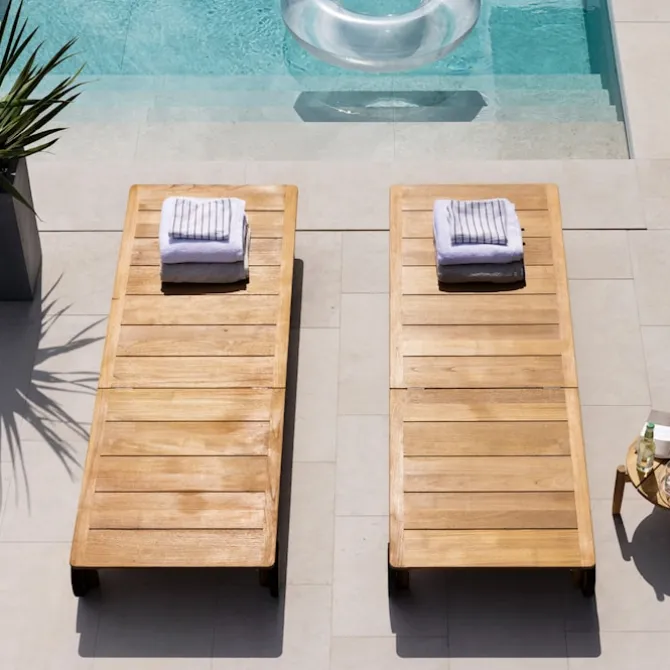 Koster Sun Lounger Teak, Cusion - Greyish Brown Southend