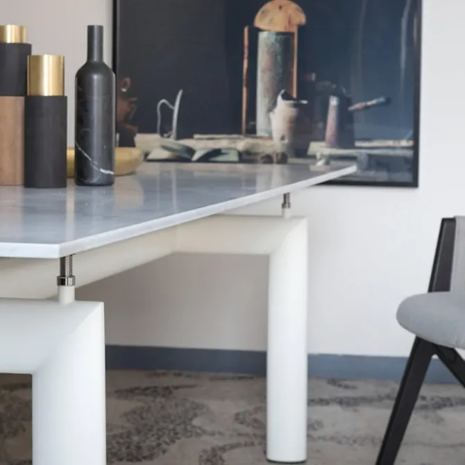 LC6 table tube d'avion Textured Glass 225 X 85 cm
