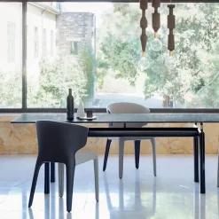 LC6 table tube d'avion Textured Glass 225 X 85 cm