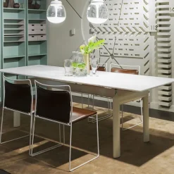 LC6 table tube d'avion Textured Glass 225 X 85 cm