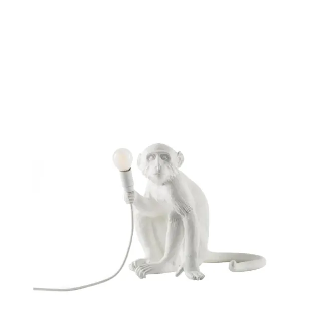Monkey Lamp Sitting White