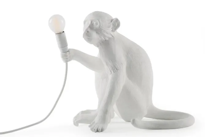 Monkey Lamp Sitting White