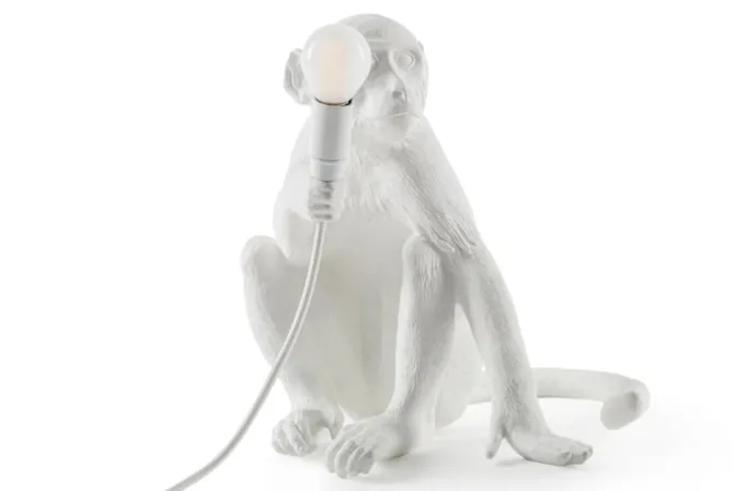 Monkey Lamp Sitting White