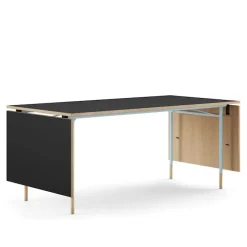 Nyhavn matbord med klaffar Black linoleum/clear oiled oak