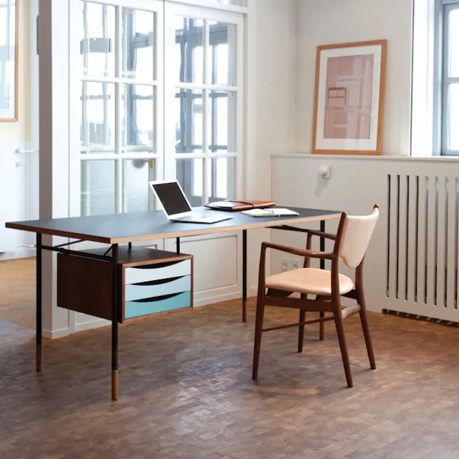 Nyhavn skrivbord 190 cm Warm med lådor Orange