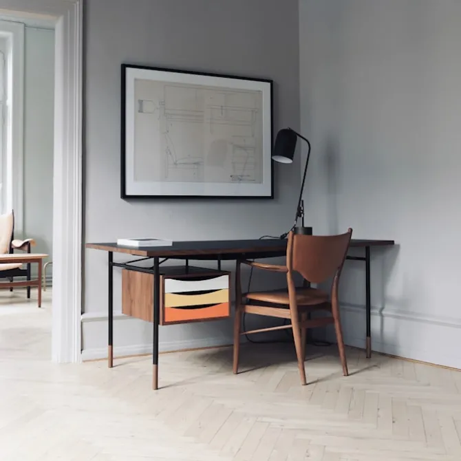 Nyhavn skrivbord 190 cm Warm med lådor Orange