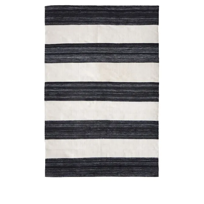 Outdoor Stripe Teppe - Black/White