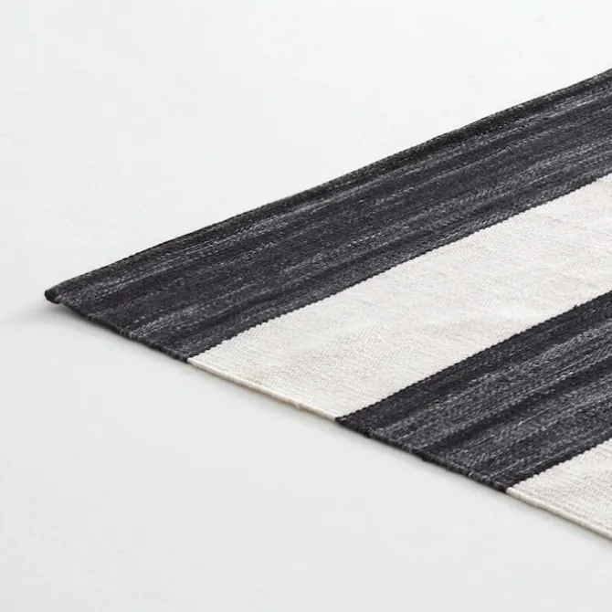Outdoor Stripe Teppe - Black/White