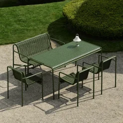 Palissade cord spisegruppe med matbord, 2 karmstoler & 1 hagebenk med armlener