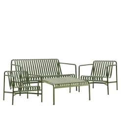 Palissade loungegruppe med loungesofa, 2 loungestoler & lavt tredgårdsbord
