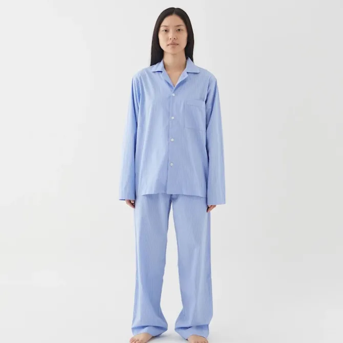 Poplin Pyjamas Pants Blue Pin Stripes